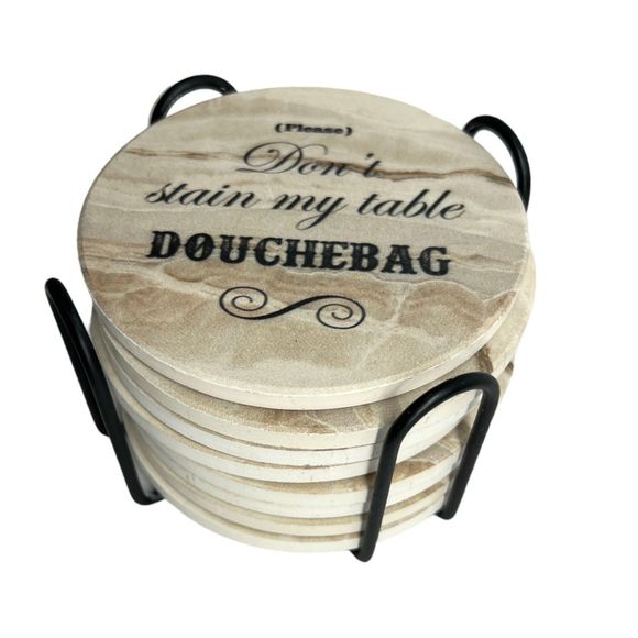 Funny Drink Coasters adult humor 8 pcs stand tabletop decor conversation humor - Picture 1 of 10